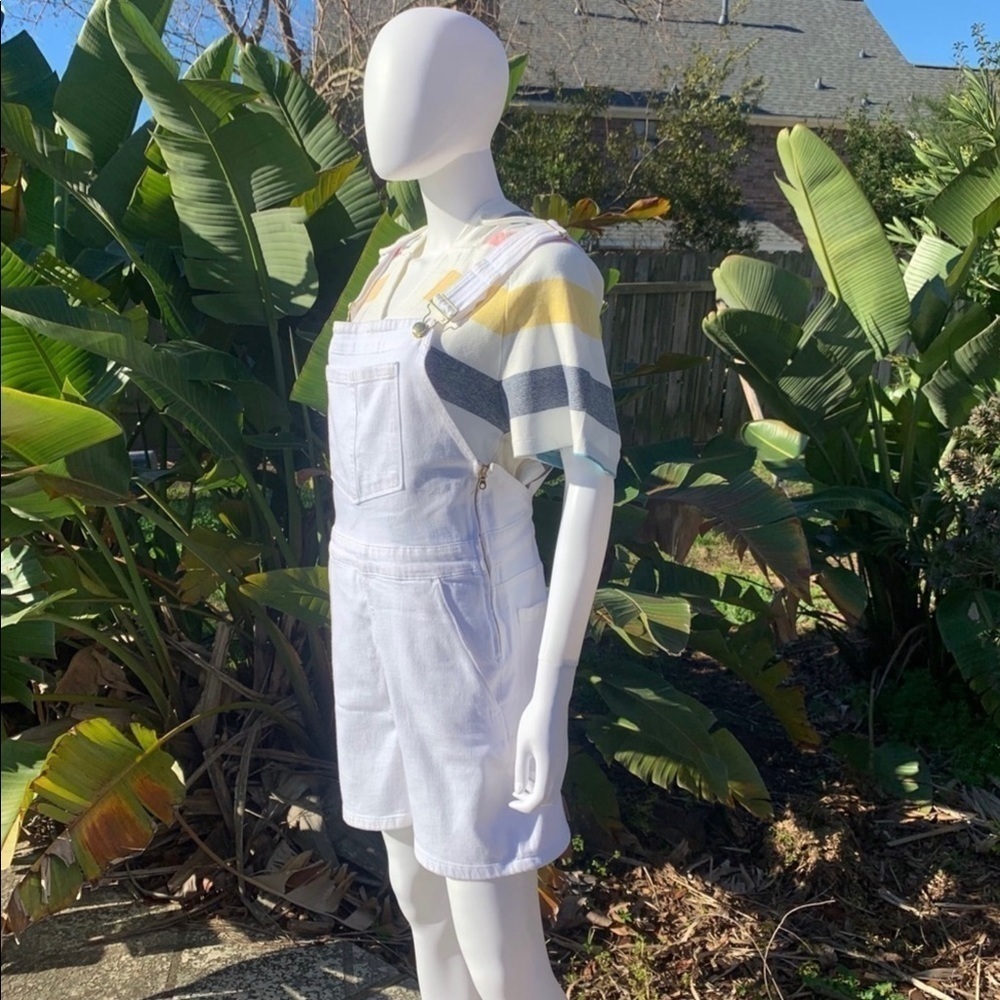 💋NWT FRAME Palazzo Denim Short Zip White Overalls - Picture 7 of 15